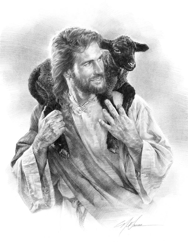 The Good Shepherd (12x15) Pencil Sketch